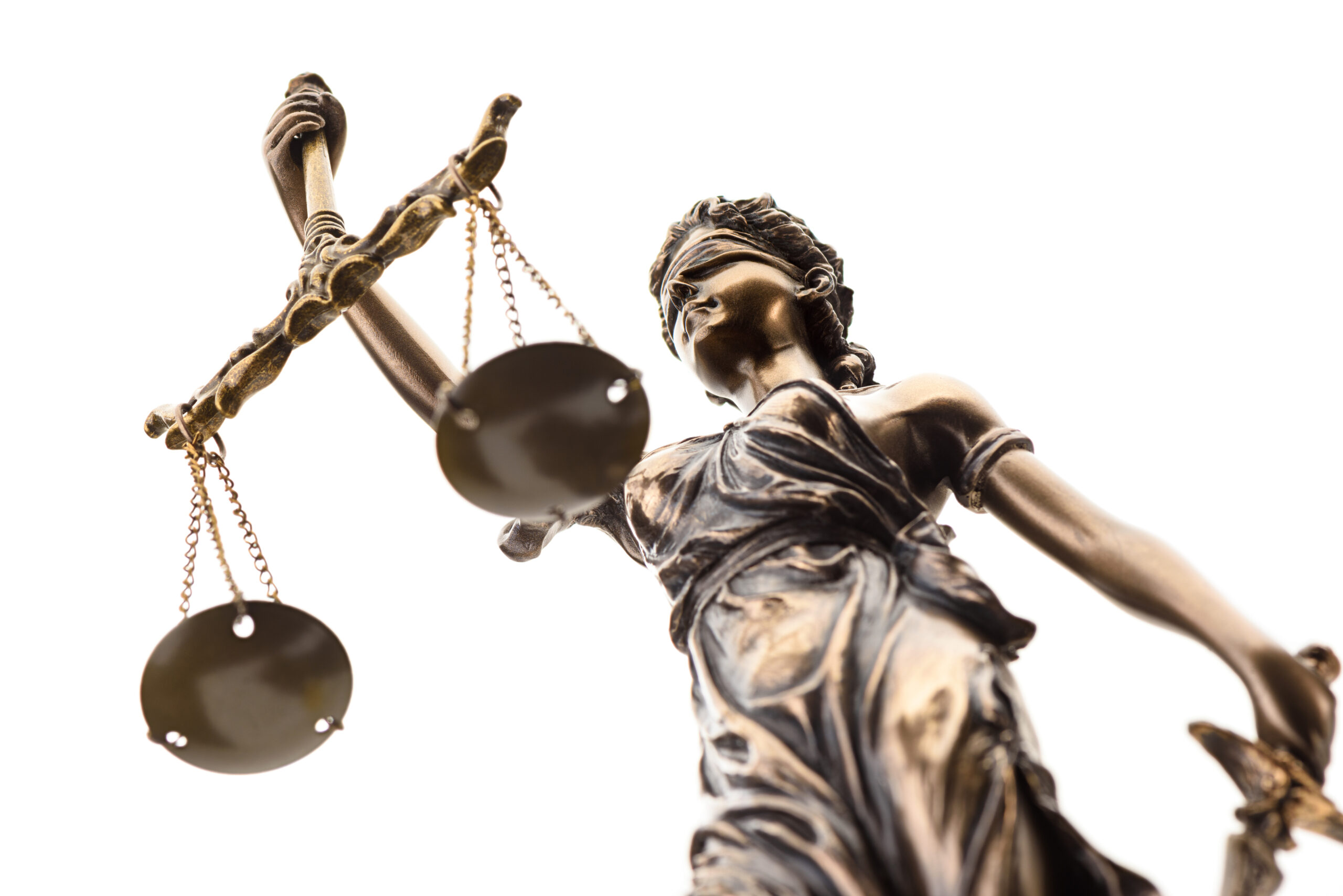 statue of justice isolated on white background
