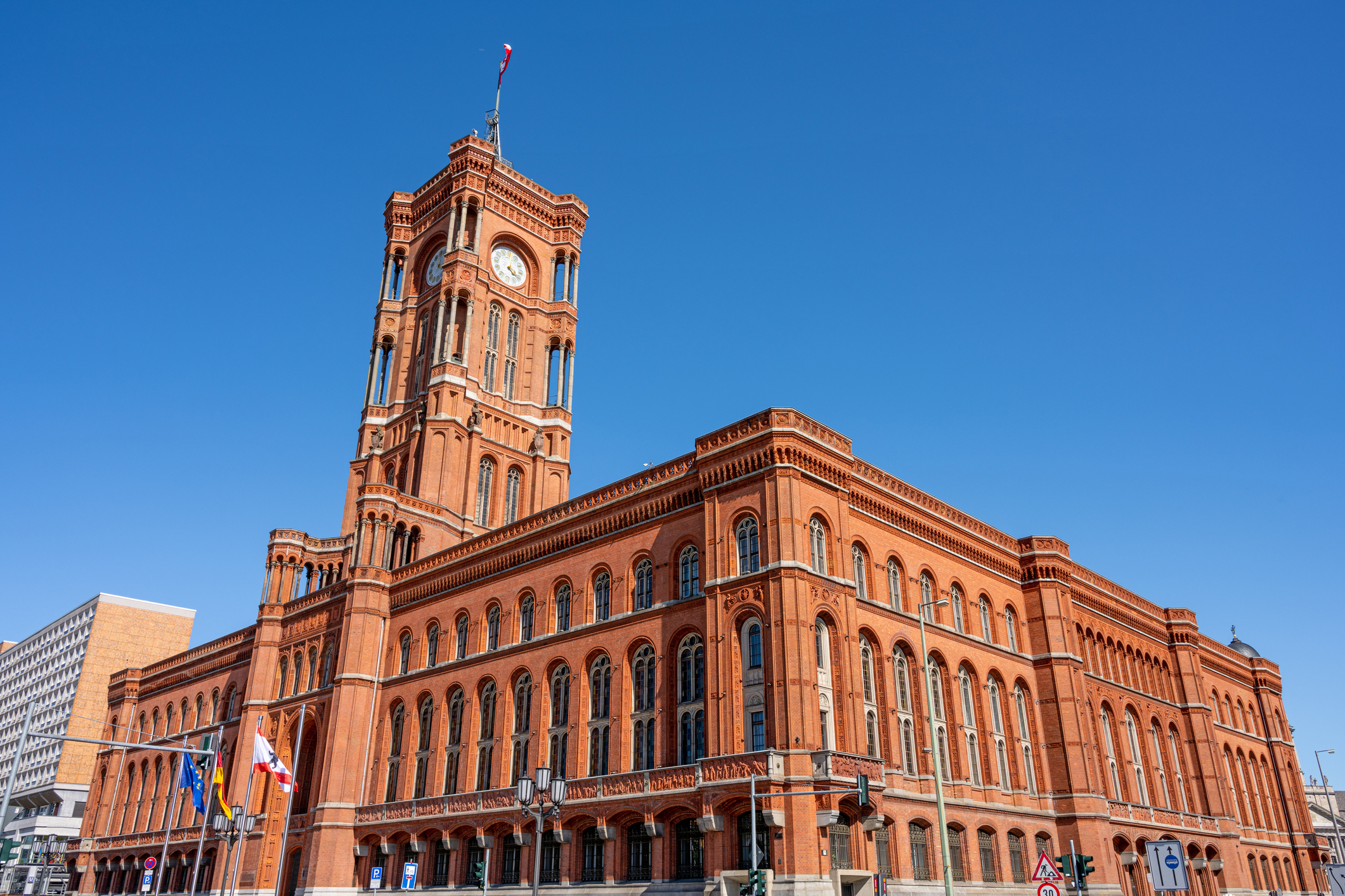 the famous rotes rathaus, the town hall of berlin